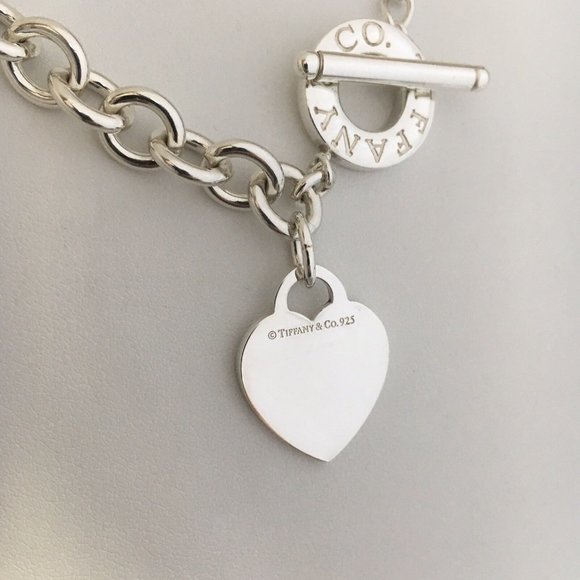 Tiffany & Co Heart Tag Toggle Necklace Authentic in Serling Silver Blank Heart - Picture 2 of 10
